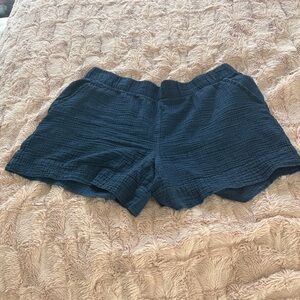 GAP Navy Textured High-Waist Cotton Shorts